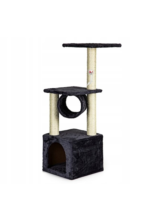 Cat Scratching Post, 3 Levels, 2 Platforms, 92 cm, Grey