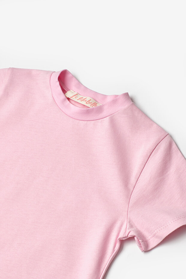 Pembe Penye Basic Çocuk Tişört - 3
