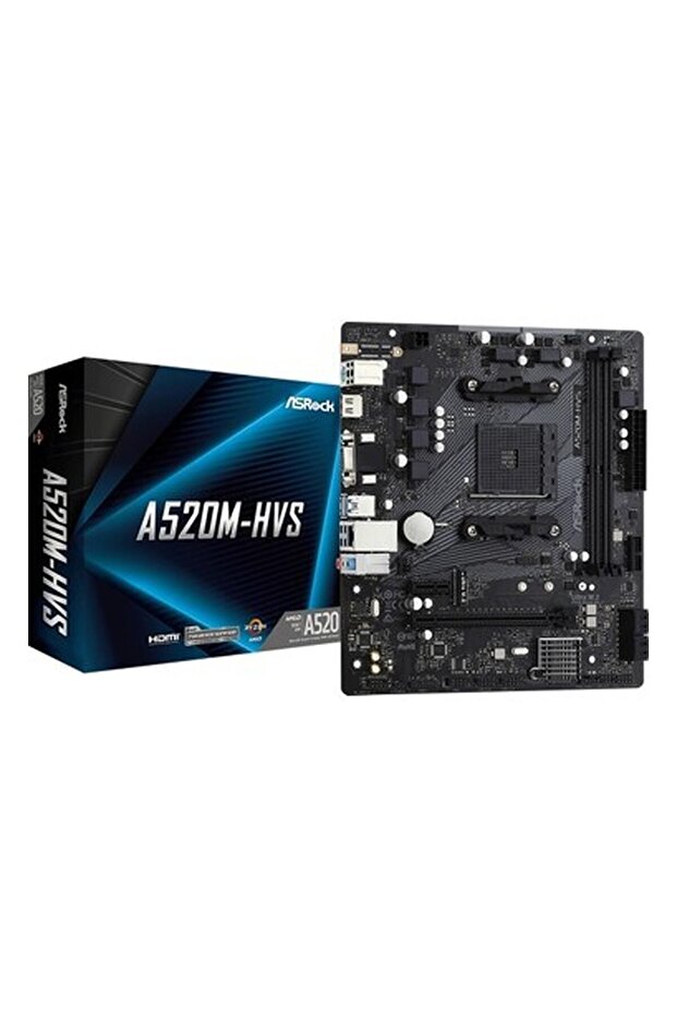 A520M Hvs Socket Am4, Ddr4 4733+MHZ(O.C.), M.2, USB 3.2, Hdmı,vga Matx A520 Anakart (ASRA520M - 1
