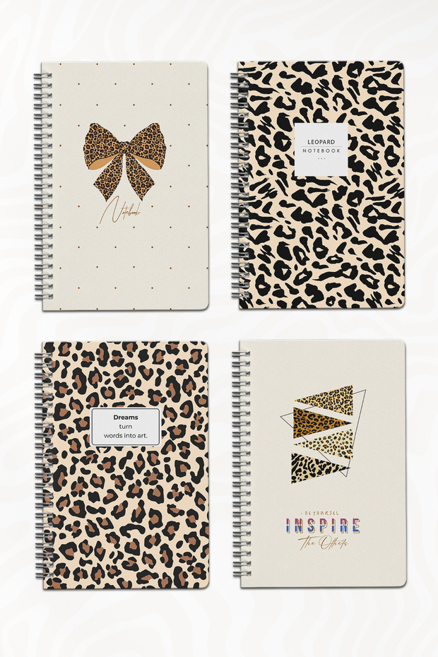 A5 Spiral School Notebook 120 Pages Set of 4, 2 Lined - 2 Squared Notebooks, Notebook, with Lesson Schedule - 1