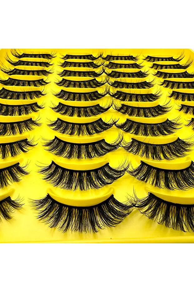 20 Çift 3D Takma Mink Kirpikler Doğal Dramatik Hacim ve Kirpik Uzatmak için - 2