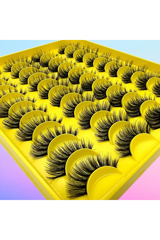 20 Çift 3D Takma Mink Kirpikler Doğal Dramatik Hacim ve Kirpik Uzatmak için - 5
