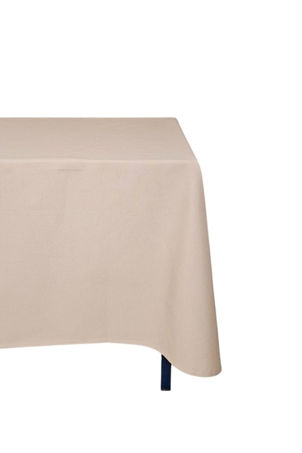 Beige Colored Cotton Carefree Duck Fabric Tablecloth