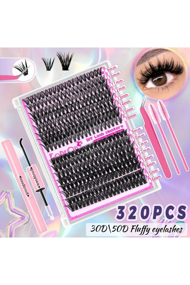 320 adet 30D 40D 50D 60D DIY Kirpik Uzatma Seti Karışık Uzunluk 9-16Mm Su Geçirmez 850 TL - 6