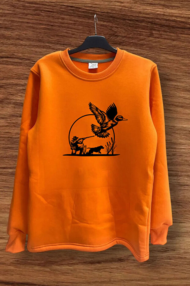 Hunting Duck Hunting and Hunting Dog Rifle Printed Regular Fit 100% Cotton Sweatshirt