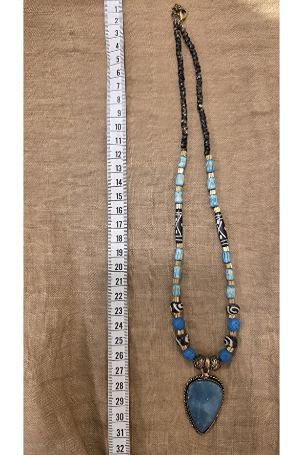 قلادة من الحجر الطبيعي الأصلي من العقيق - 6