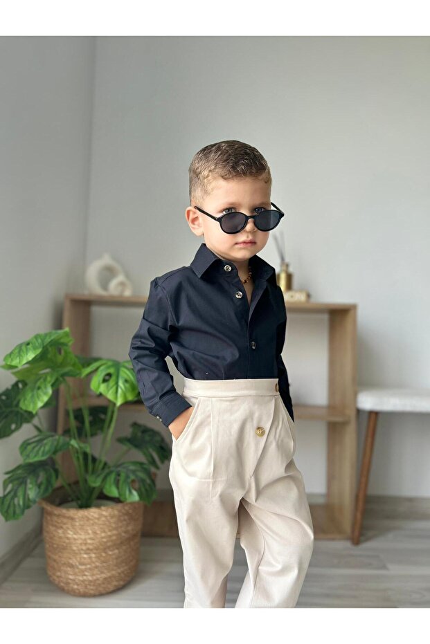 Baby Kids Trousers Black Shirt Set age 1-5
