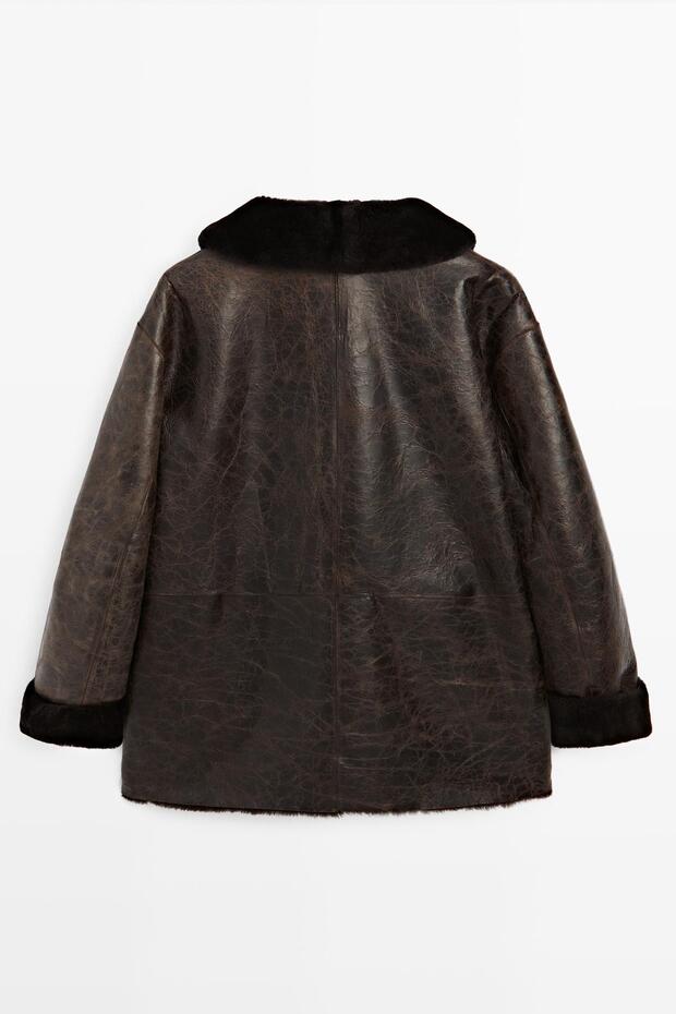 Crackled finish mouton coat - 8