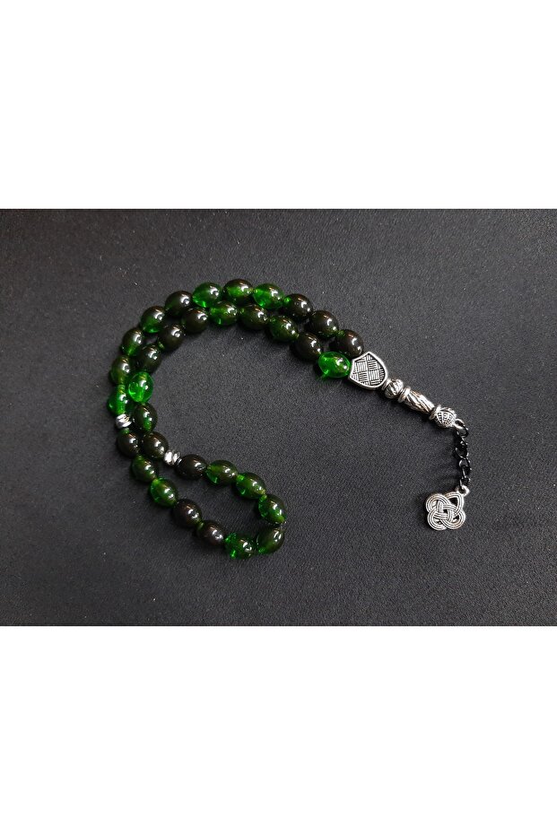 Green Black Powder Amber Prayer Beads 33 Pieces