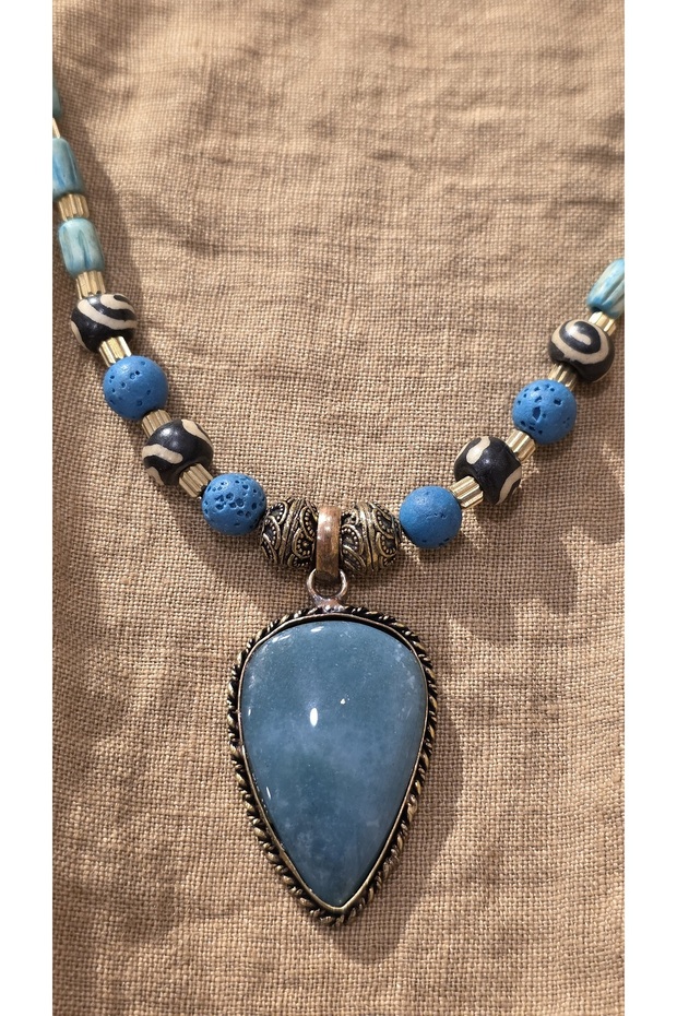 قلادة من الحجر الطبيعي الأصلي من العقيق - 2