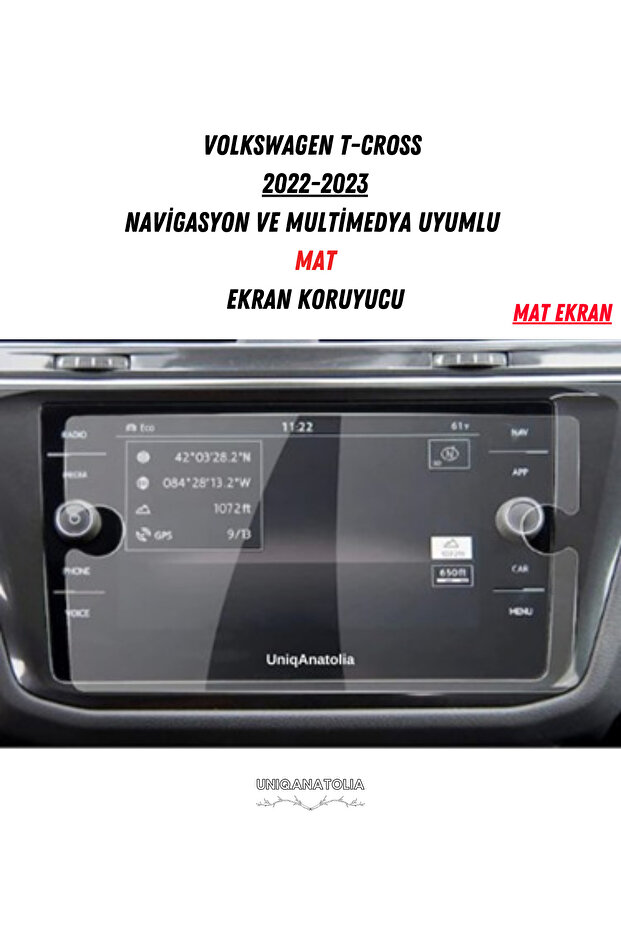 Volkswagen T-Cross 2022-2023 Navigation and Multimedia Compatible Matte Screen Protector - 1