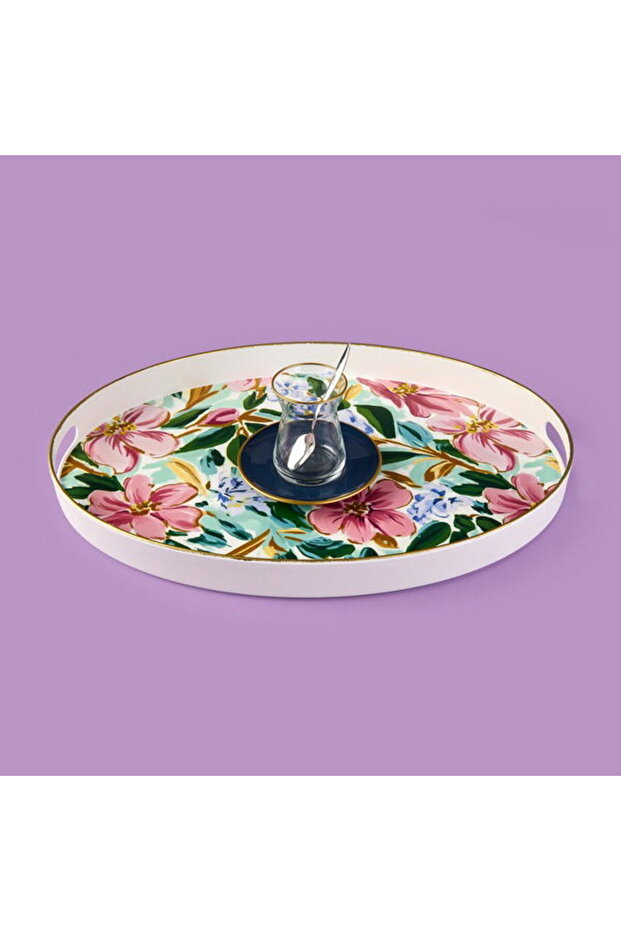 Kitchen Flowely Oval Tepsi - Renkli - 42 cm - 2