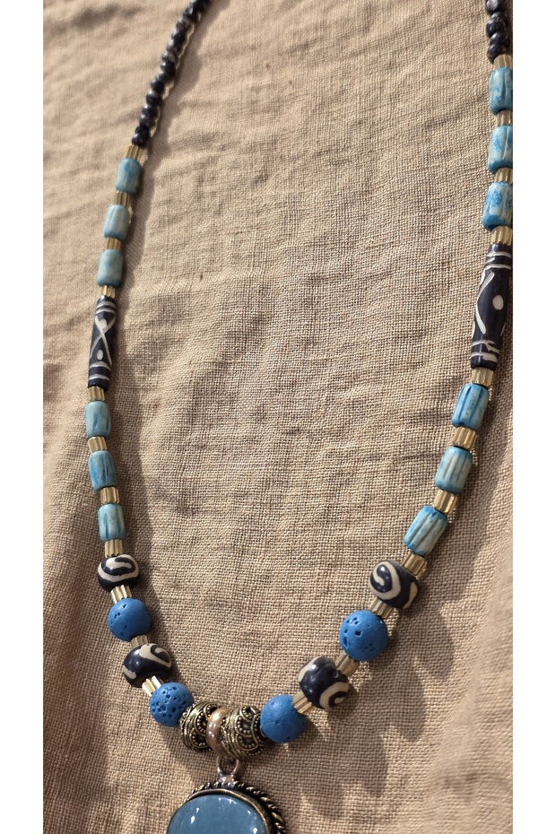 قلادة من الحجر الطبيعي الأصلي من العقيق - 3