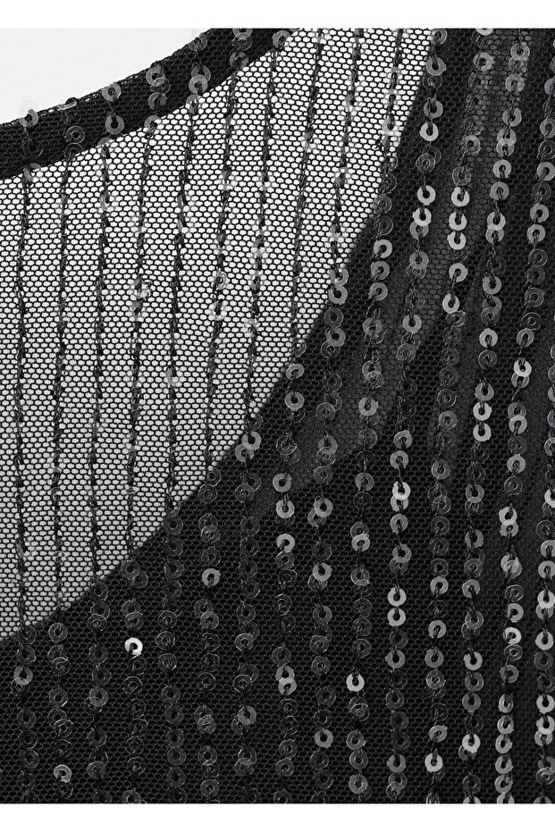 Payetli mini elbise - 8