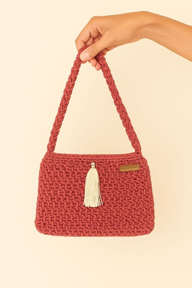 Carmine Earth Color Knitted Arm Bag