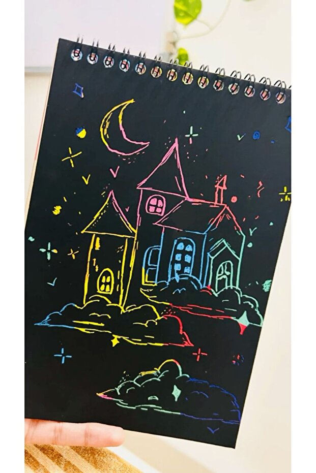 Magic Black Notebook- Rainbow Notebook- Scratch Notebook Spiral A6 Size 10 Pages 1 Piece - 5