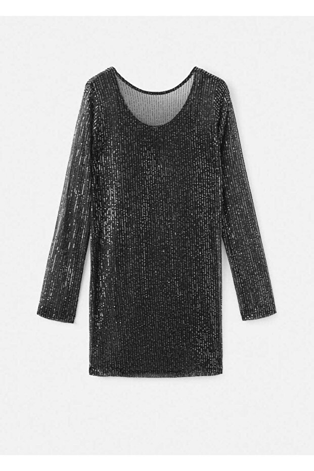 Payetli mini elbise - 3