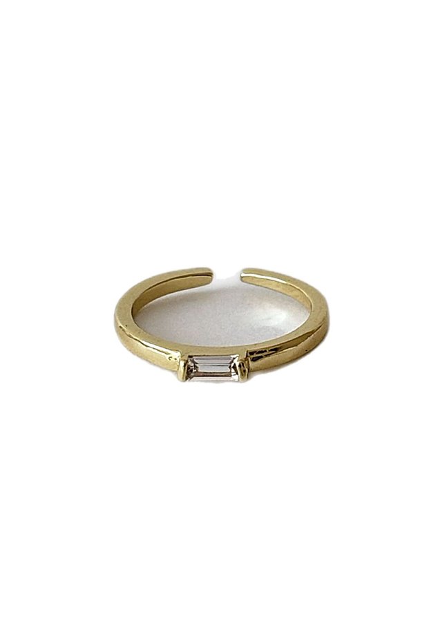 Baguette Stone Joint Ring-White