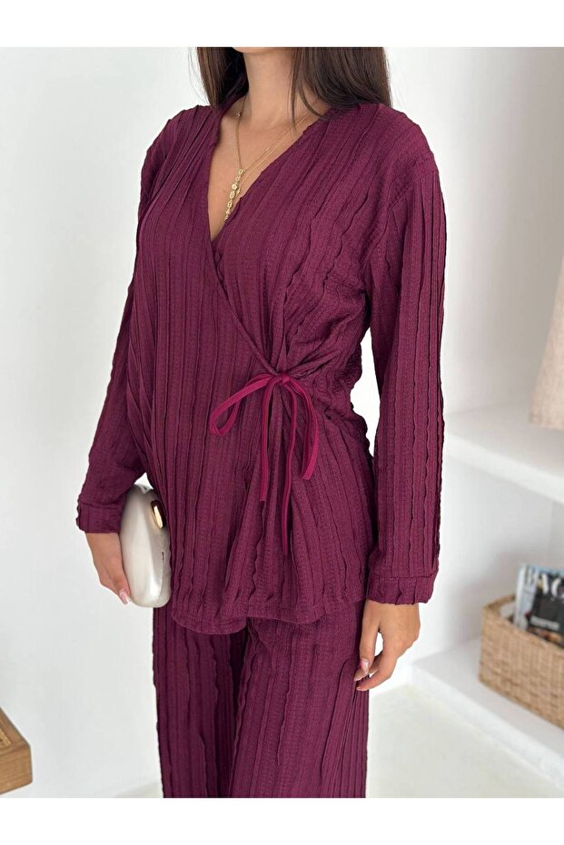 Ruffled Double-Breasted Collar Suit - 3