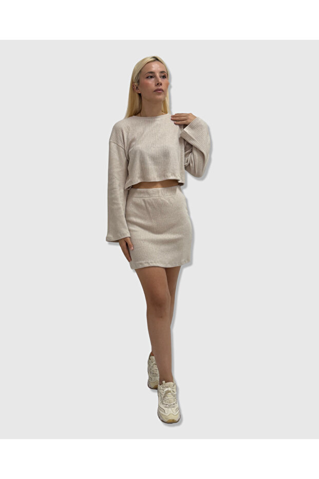 Long Sleeve Blouse for Women - Skirt Set