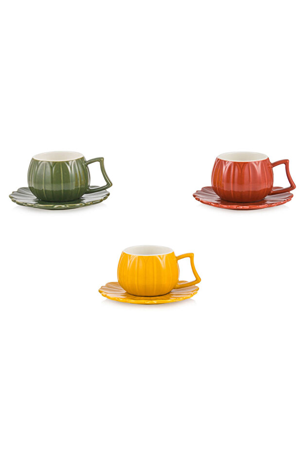 Shining Store'dan Işıltılı Seçimler | Bal Kabağı Desenli 3 Kişilik Porselen Kahve Fincan Takımı 90… - 7