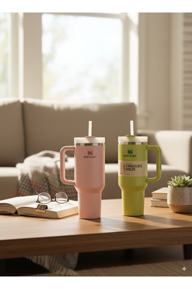 Set of 2 Stanley Cups – Quencher H2.0 FlowState 40oz Insulated Tumblers with Straw & Handle - 2