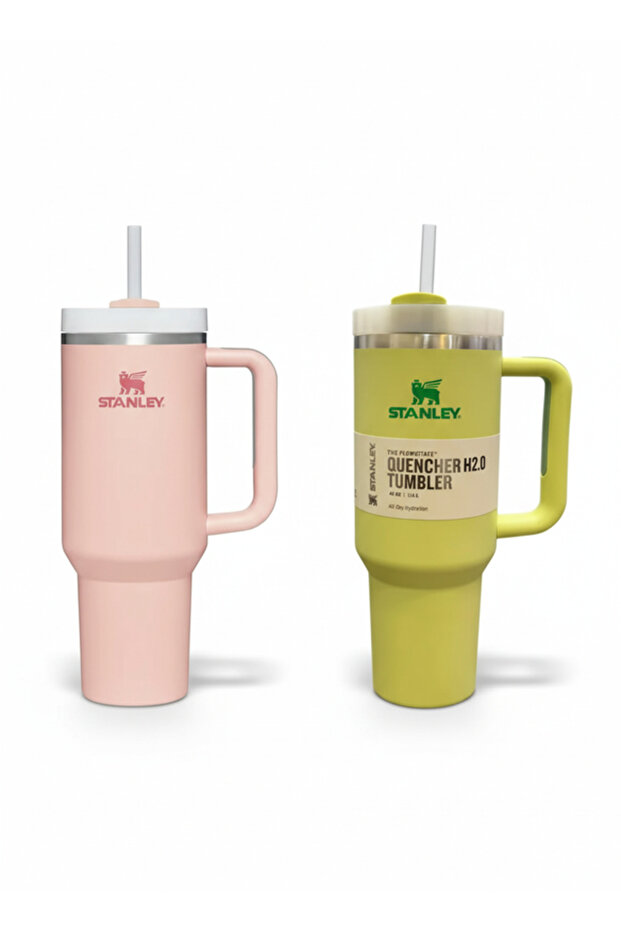 Set of 2 Stanley Cups – Quencher H2.0 FlowState 40oz Insulated Tumblers with Straw & Handle - 1