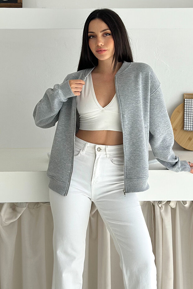 Women's Zippered Oversized College Hoodie – Sardonlu & Hooded