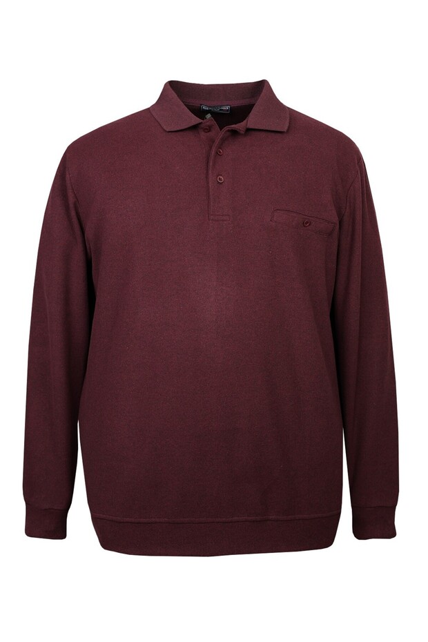 Large Size Polo Neck Thessaloniki Sweatshirt with Pockets (Wide Comfortable Fit)