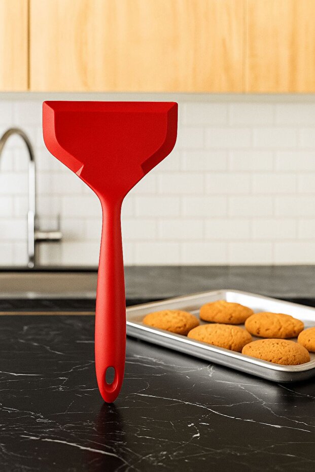 Wide Silicone Kitchen Spatula - Easy to Clean, Non-Stick, Ergonomic Handle and Heat Resistant
