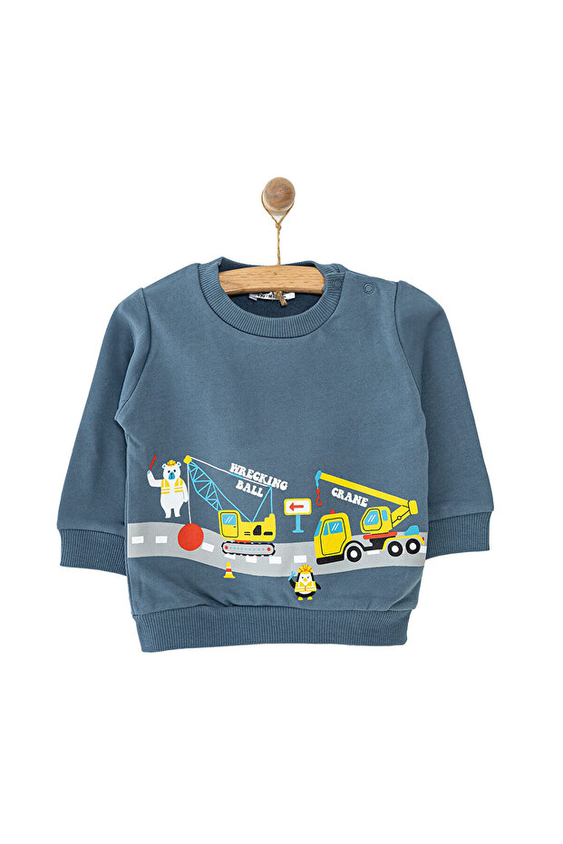 HelloBaby Basic İş Arabaları Baskılı Sweatshirt - 2