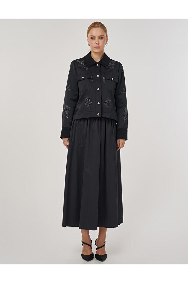 Jachetă brodată neagră - 3