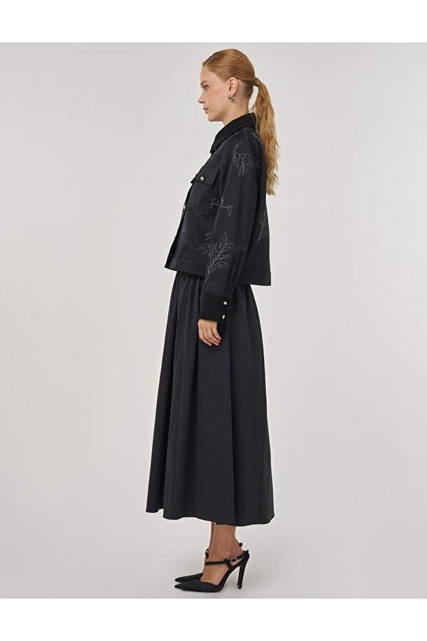 Jachetă brodată neagră - 4