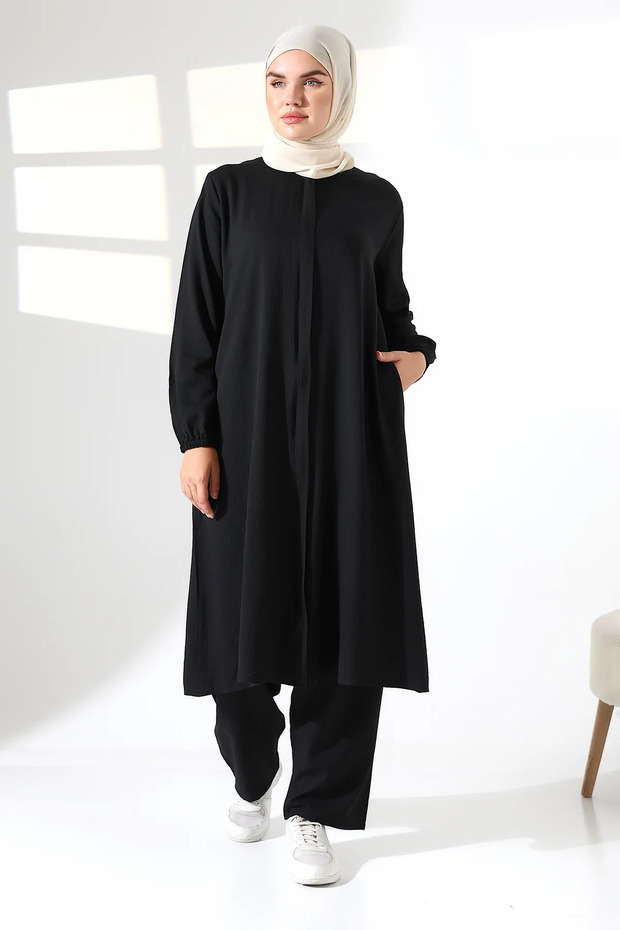 Women's Hajj and Umrah Clothing Khimar Hijab Two-Piece Set - Black