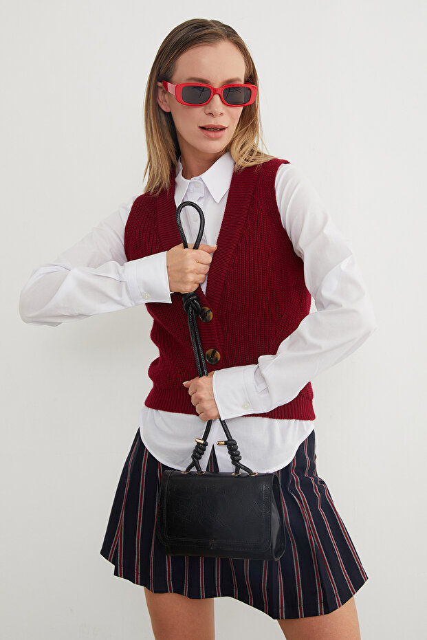 Düğmeli Triko Yelek - 2