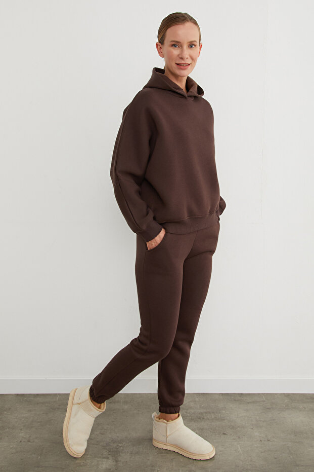 3 İplik Basic Kapüşonlu Jogger Eşofman Takımı - 4