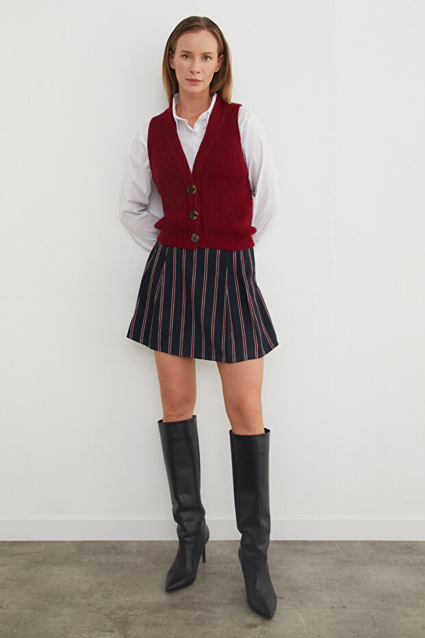 Düğmeli Triko Yelek - 4