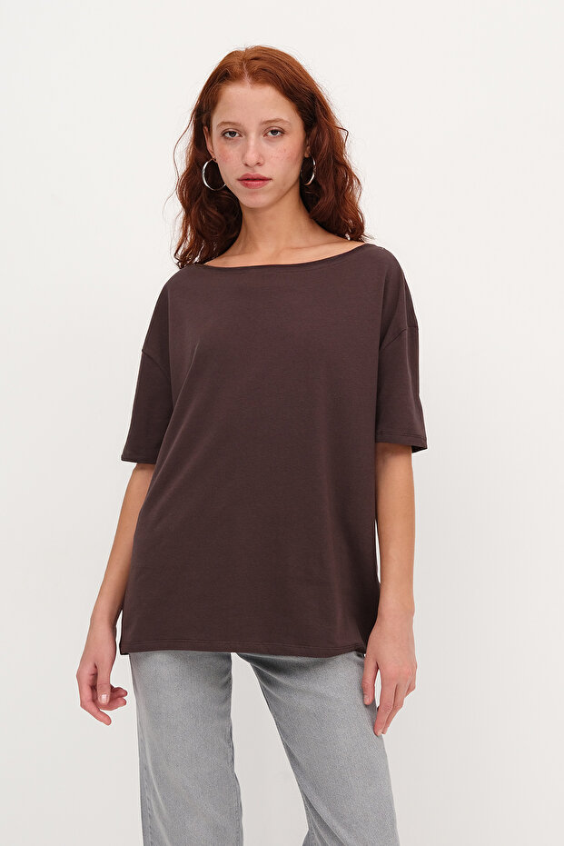 Kayık Yaka Basic T-shirt P1822 - 5