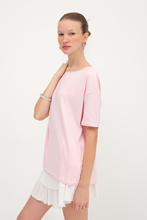 Kayık Yaka Basic T-shirt P1822 - 5
