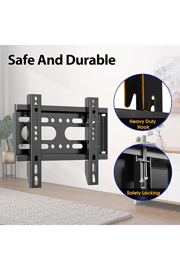 Fixed TV Wall Mount for 14-42" Flat Screen TVs,VESA Up to 200x200mm 55lbs Max Load,Easy Install - 2