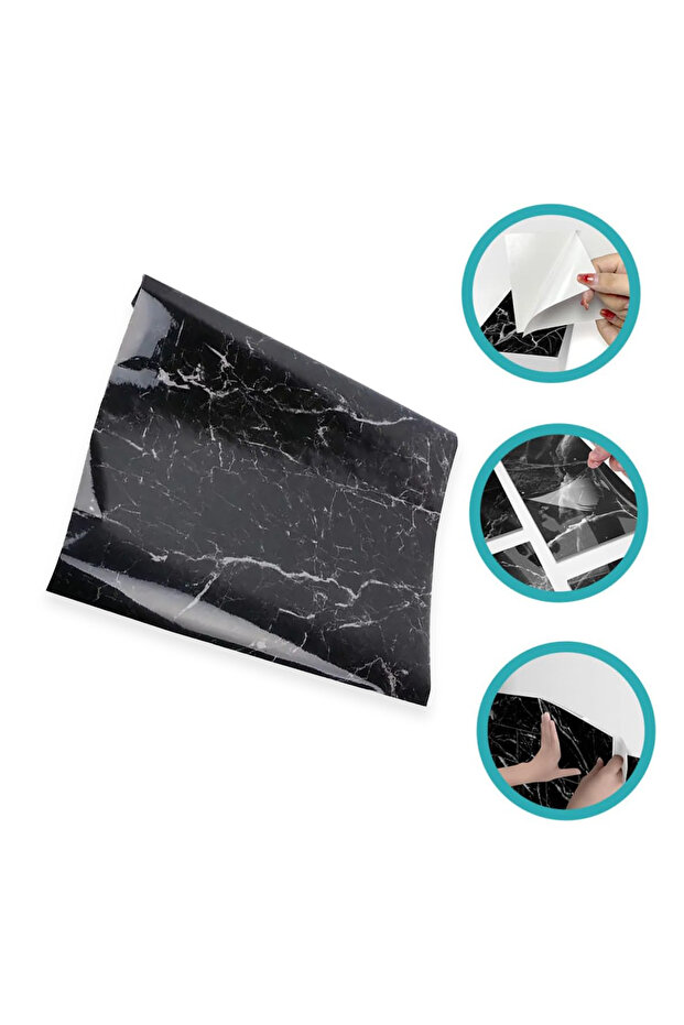 Black Marble Patterned Adhesive Foil 5 Meters Waterproof Professional Coating
