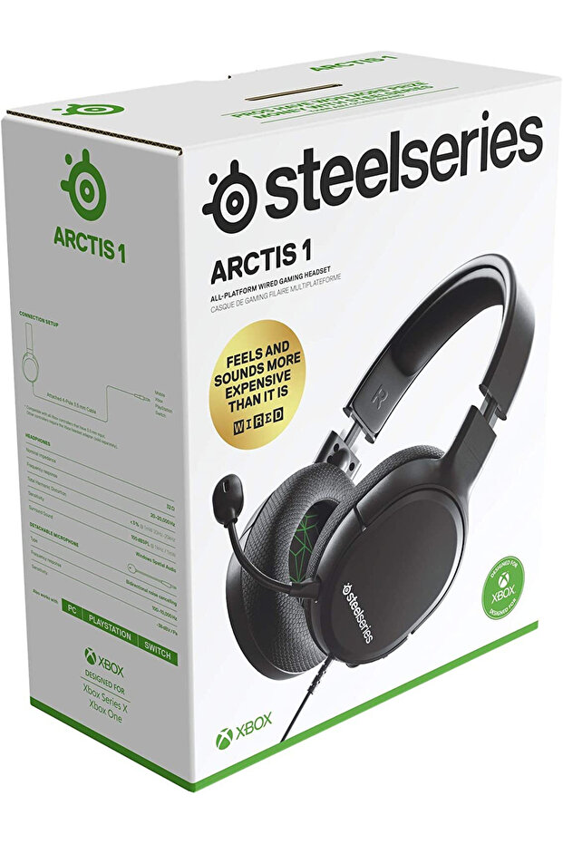 سماعة الألعاب السلكية Arctis 1 61429 لأجهزة Xbox One وSeries X/S والكمبيوتر الشخصي - أسود