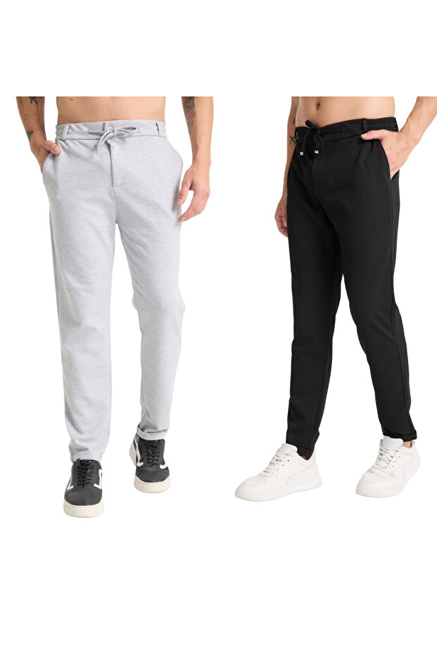 Men's Trousers Elastic Waist Lycra Folded Leg Jogger Style