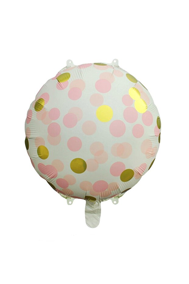 Pink Gold Polka Dot Round Foil Balloon 45 cm
