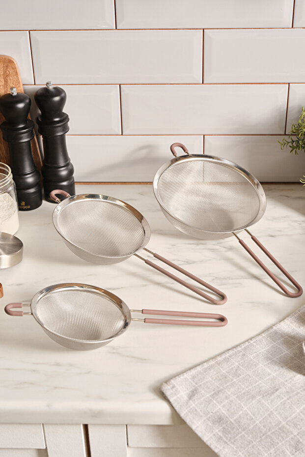 Ruby 3 Parça Paslanmaz Çelik Süzgeç Seti - 1