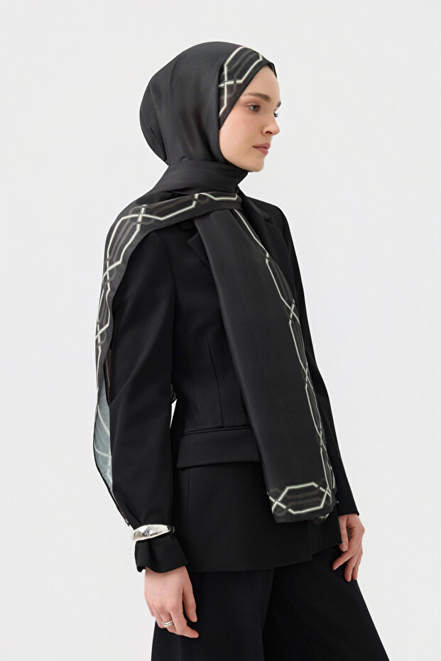 Cotton Twill Şal İnterlock Antrasit Gri - 4