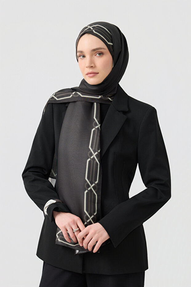 Cotton Twill Şal İnterlock Antrasit Gri - 2