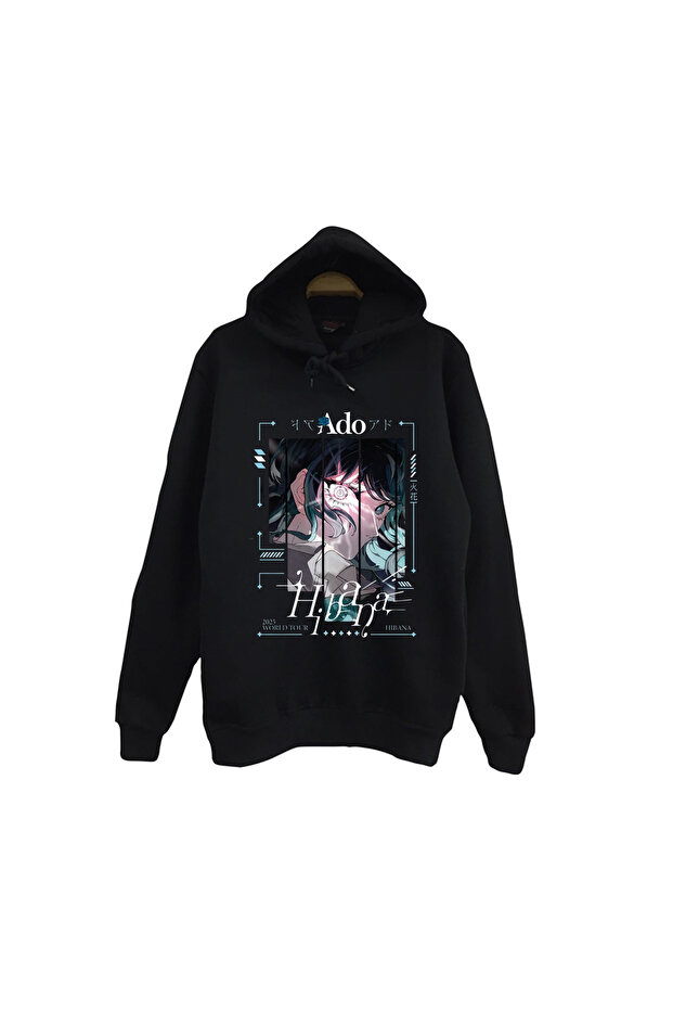 Ado Japon - K-Pop - Rock - Music Printed Unisex 100% Cotton Hooded Black Sweatshirt
