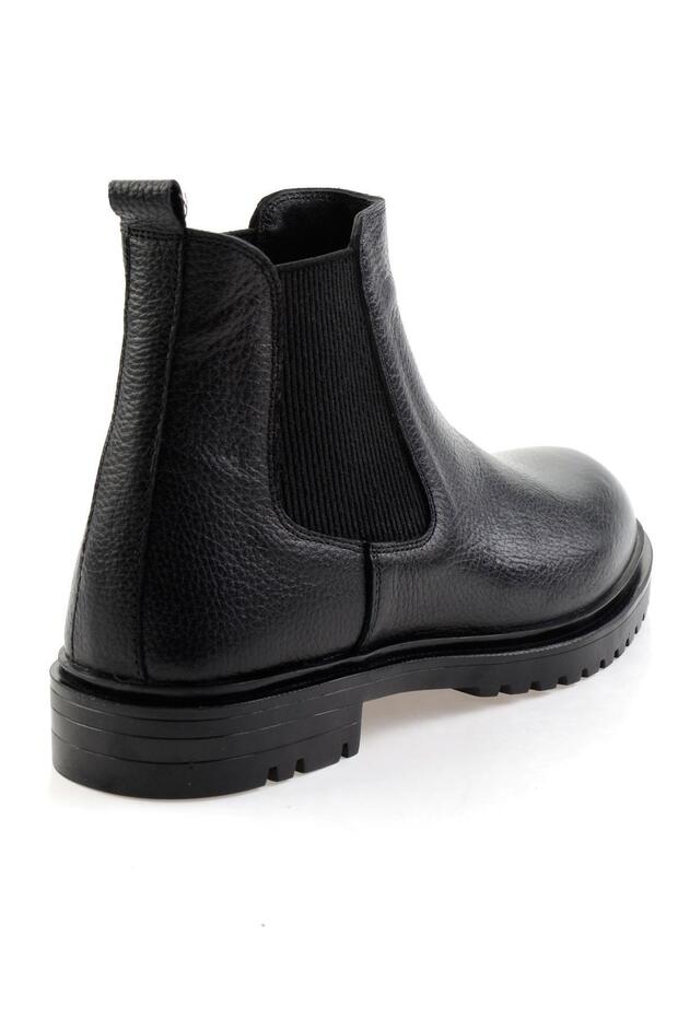 Siyah Hakiki Deri Erkek Bot & Bootie E02593411640 - 3