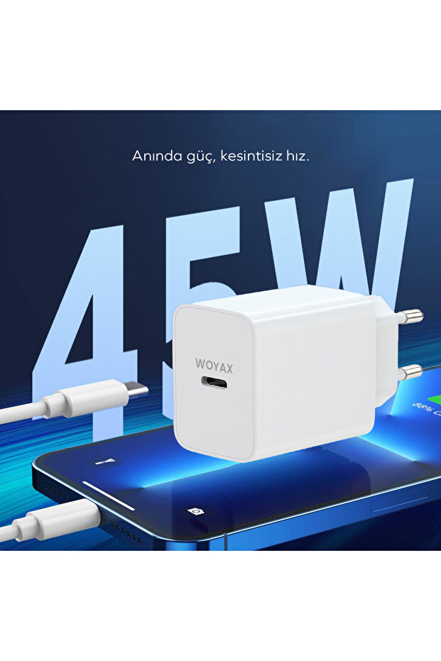 PD Hızlı Şarj Adaptörü 45W Android / iPhone / Tablet - 5